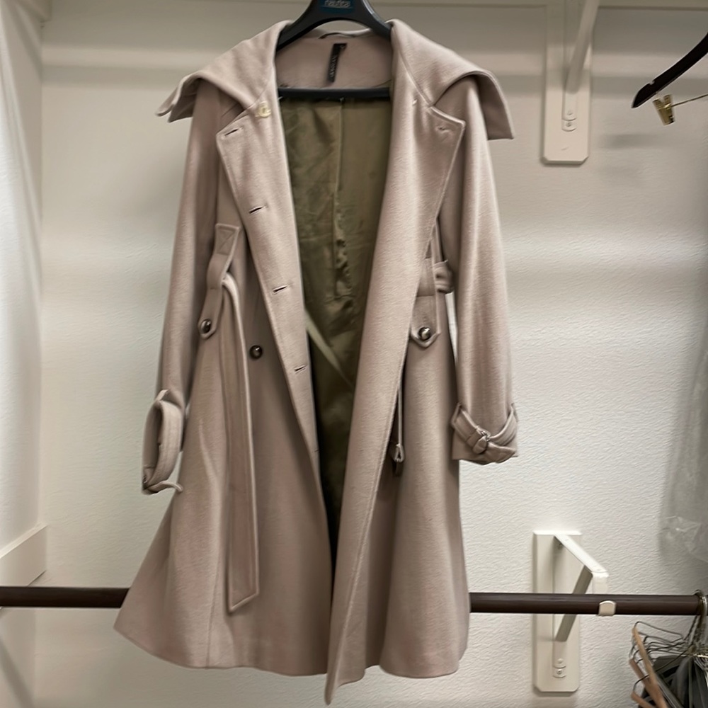 Topshop belted funnel neck knee length coat